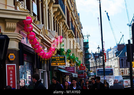 Rote Laterne in Chinatown London Chinesisches Neujahr Stockfoto