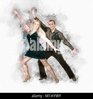 Digital verbesserte Bild von ein Paar der Ballroom Dancers Stockfoto