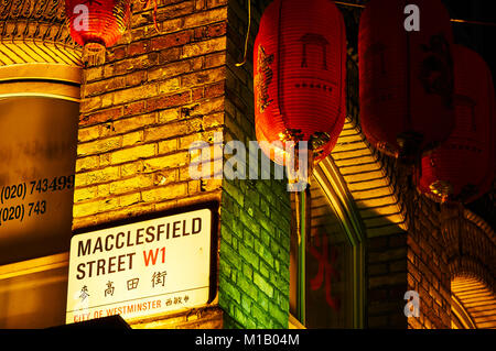 Rote Laterne in Chinatown London Chinesisches Neujahr Stockfoto