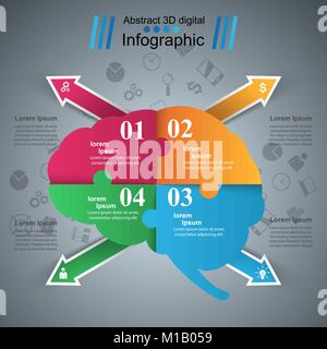 Gehirn-Infografik und Business-Symbol. Stock Vektor