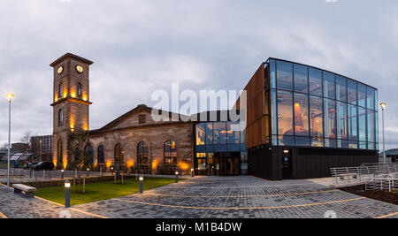 Außenansicht des neuen Clydeside Brennerei am Ufer des Flusses Clyde in Glasgow, Schottland, Vereinigtes Königreich Stockfoto