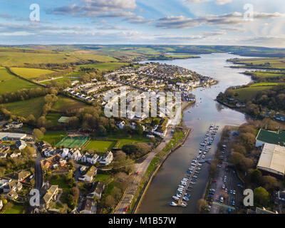 Ein Luftbild von der Mündung in Kingsbridge, Devon, Großbritannien Stockfoto