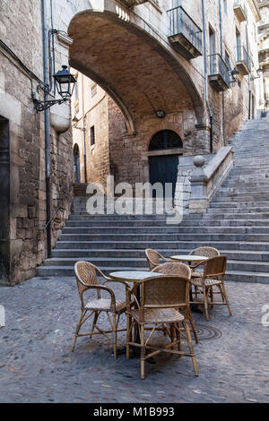 Torbogen von Casa Agullana in Girona, Katalonien. Stockfoto