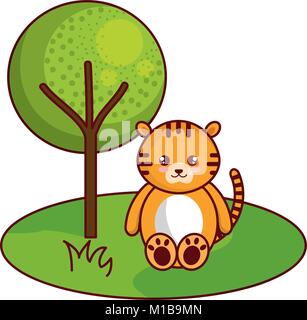Süß und zart Tiger im Dschungel Charakter Vector Illustration Design Stock Vektor