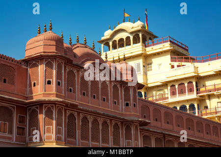 City Palace Jaipur Rajasthan - Chandra Mahal Museum Architektur Struktur Stockfoto