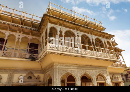 City Palace Jaipur Rajasthan - einem historischen Royal Palace Museum, das als Mubarak Mahal im City Palace bekannte komplexe Stockfoto