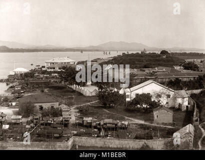 Blick auf Whampoa, in der Nähe von Kanton (Guangzhou) China c 1890 Stockfoto