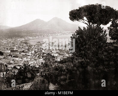 Neapel und den Vulkan Vesuv, Italien: c 1880 Stockfoto