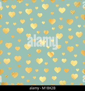 Nahtlose Muster mit Goldfolie Herzen. Vektor Stock Vektor