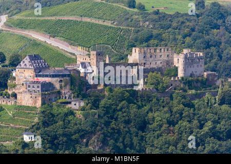 Burg Rheinfels, in der Nähe von St. Goar im Oberen Mittelrheintal, Deutschland, Stockfoto