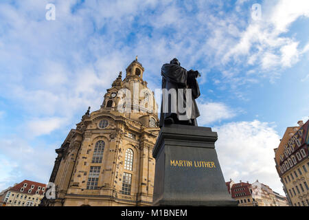 Martin Luther Statue vor der Frauenkirche in Dresden Deutschland Stockfoto