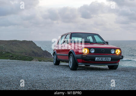 VW Golf MKII ShowCar Land's End Cornwall Stockfoto