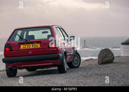 VW Golf MKII ShowCar Land's End Cornwall Stockfoto