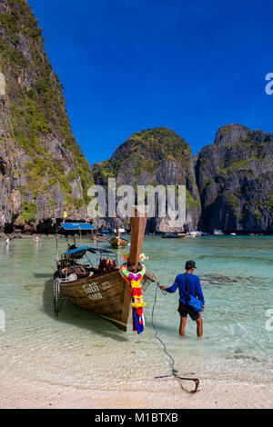 Phuket, Krabi, Phi Phi Island. Maya Bay auf Koh Phi Phi Lee Stockfoto