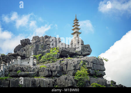 Top Pagode von Hang Mua Tempel, Ninh Binh, Vietnam Stockfoto