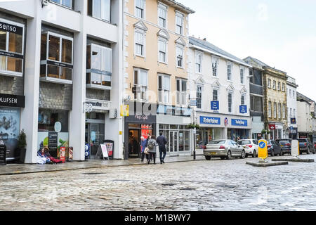 Boscawen Street im Stadtzentrum von Truro Cornwall. Stockfoto