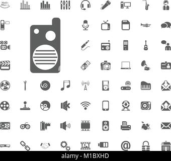 Radio, tragbares Radio Symbol. Medien, Musik und Kommunikation Vektor-illustration Icon Set. Der universelle Symbole. Satz von 64 Icons. Stock Vektor