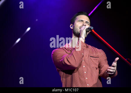 Eric Saade an Vintergalan in Saab Arena in Linköping, Schweden 2017 Stockfoto