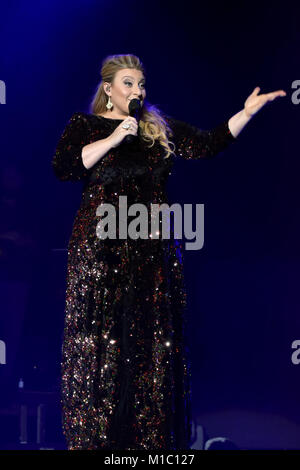 Sarah Dawn Feiner an Vintergalan in Saab Arena in Linköping, Schweden 2017 Stockfoto