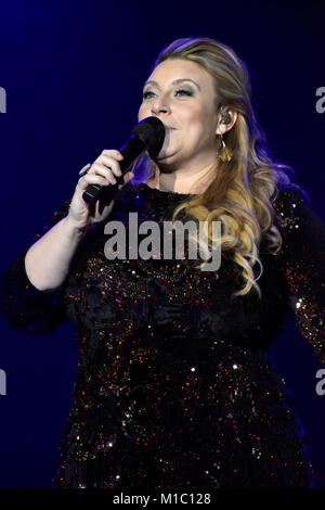 Sarah Dawn Feiner an Vintergalan in Saab Arena in Linköping, Schweden 2017 Stockfoto