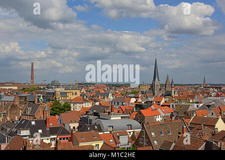 Blick auf die Stadt Gent, vom Schloss der Grafen gesehen Stockfoto