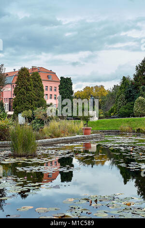 Schönen See auf den japanischen Garten im Botanischen Garten von Wroclaw, Polen. Stadt Landschaft Stockfoto