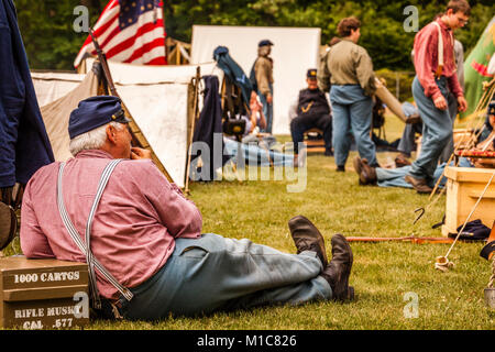 Bürgerkrieg Encampment Paxton, Massachusetts, USA Stockfoto