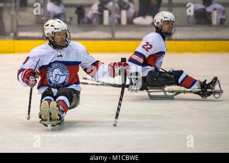 Januar 26, 2018 - Turin, Italy-January 26, 2018: Das internationale Turnier von Sledge Eishockey 2018 zwischen Italien gegen Norwegen im Palatazzoli in Turin, Italien in der Pic: (Bild: © Stefano Guidi über ZUMA Draht) Stockfoto