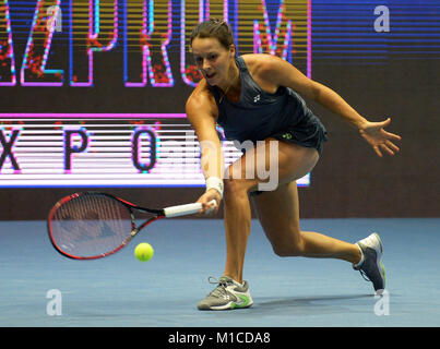 St. Petersburg, Russland. 29 Jan, 2018. Russland, St. Petersburg, am 29. Januar 2018. Internationalen weiblichen Tennis Turnier der WTA ''St. Petersburg Ladies Trophy 2018''. Im Bild: Maria Tatjana (Deutschland) im Match gegen Anastasia Potapova (Russland) auf Tennis Turnier der WTA ''St. Petersburg Ladies Trophy 2018" Credit: Andrey Pronin/ZUMA Draht/Alamy leben Nachrichten Stockfoto