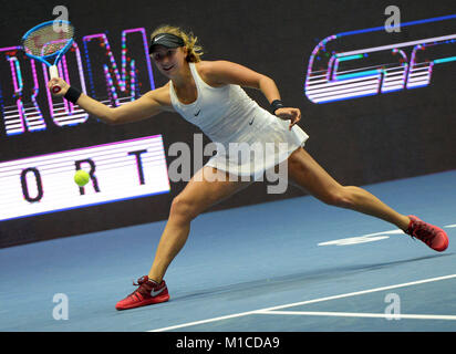 St. Petersburg, Russland. 29 Jan, 2018. Russland, St. Petersburg, am 29. Januar 2018. Internationalen weiblichen Tennis Turnier der WTA ''St. Petersburg Ladies Trophy 2018''. Im Bild: Anastasia Potapova (Russland) im Match gegen Maria Tatjana (Deutschland) auf Tennis Turnier der WTA ''St. Petersburg Ladies Trophy 2018" Credit: Andrey Pronin/ZUMA Draht/Alamy leben Nachrichten Stockfoto