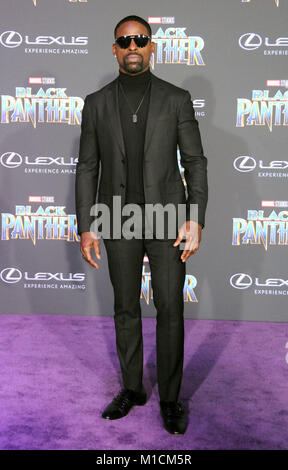 Los Angeles, Kalifornien, USA. 29. Januar, 2018. Schauspieler Sterling Brown besucht die Weltpremiere von Marvel Studios' 'Black Panther' bei Dolby Theater, am 29. Januar in Los Angeles, Kalifornien 2018. Foto von Barry King/Alamy leben Nachrichten Stockfoto