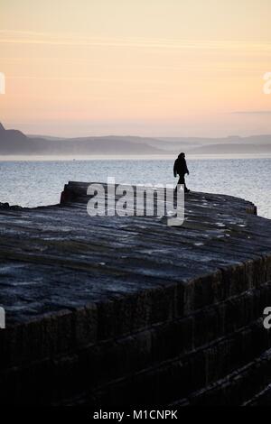 Lyme Regis, Dorset, Großbritannien. 30 Jan, 2018. UK Wetter. Die klare und scharfe Start in den Tag an der südlichen Küste von Dorset. Credit: DTNews/Alamy Live Credit: Dan Tucker/Alamy leben Nachrichten Stockfoto