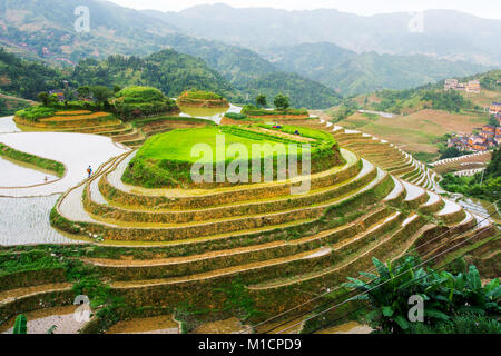 Terraced Rice Fields Plantagen in Longsheng, Südchina Stockfoto