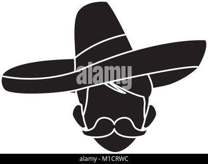 Mexikanische mit Hut und Schnurrbart Stock Vektor