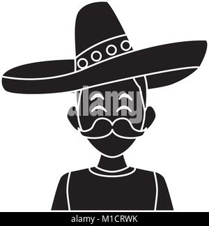 Mexikanische mit Hut und Schnurrbart Stock Vektor
