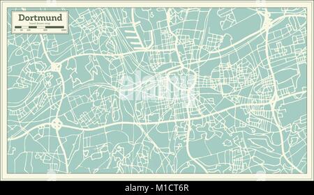 Dortmund Deutschland Stadtplan im Retro-stil. Übersichtskarte. Vector Illustration. Stock Vektor