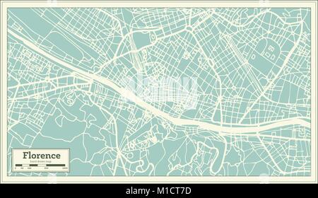 Florenz Italien Stadtplan im Retro-stil. Übersichtskarte. Vector Illustration. Stock Vektor