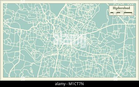 Hyderabad Indien Stadtplan im Retro-stil. Übersichtskarte. Vector Illustration. Stock Vektor