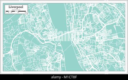 Liverpool England Stadtplan im Retro-stil. Übersichtskarte. Vector Illustration. Stock Vektor