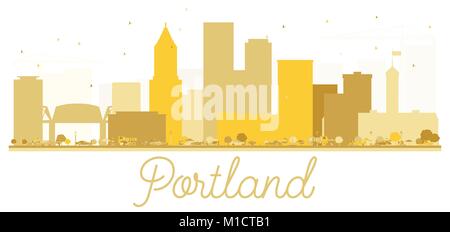 Portland Oregon USA Skyline der Stadt goldene Silhouette. Vector Illustration. Einfache flache Konzept für Tourismus Präsentation, Banner, Plakat oder Website. Stock Vektor