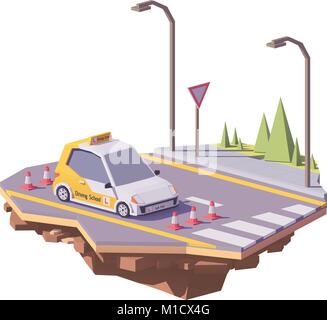 Vektor Low Poly Fahrschule Auto Stock Vektor