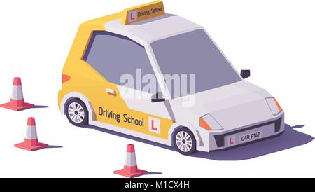 Vektor Low Poly Fahrschule Auto Stock Vektor