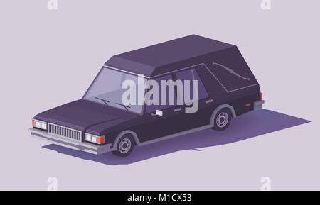 Vektor Low Poly Bestattung Leichenwagen Auto Stock Vektor