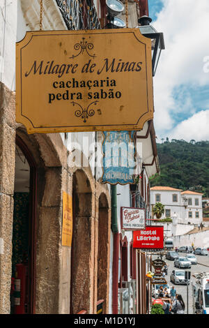 Geschäfte in Ouro Preto, Brasilien Stockfoto