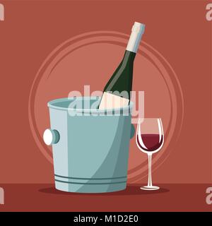 Flasche Wein und Schale Stock Vektor