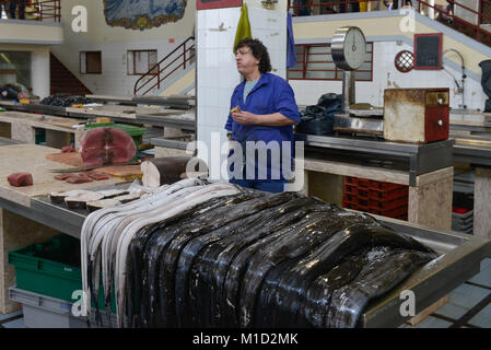 Espada 'Mercado dos-Preta, Fischmarkt, Halle, Halle Lavra Dores', Funchal, Madeira, Portugal, Espada Preta, Fischhalle, Markthalle 'Mercado Do Lavrador Stockfoto