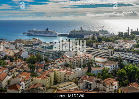 Panorama der Stadt, Funchal, Madeira, Portugal, Stadtpanorama Stockfoto