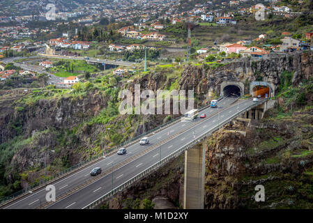 Autobahn VR1, Funchal, Madeira, Portugal, Autobahn VR1 Stockfoto