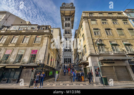 Elevador de Santa Justa Aufzug'', Rua do Ouro, Lissabon, Portugal, "Aufzug Elevador de Santa Justa', Lissabon, Portugal Stockfoto