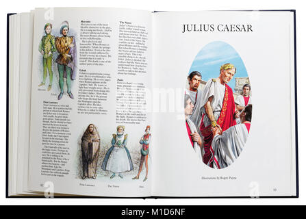 Ein Bildband von Shakespeares Dramen geöffnet an Julius Caesar Stockfoto
